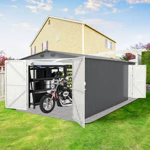 10'x20' Eco-Friendly Galvanized Metal Storage Shed Durable Windproof Easily Assembled for Efficient Organization Space