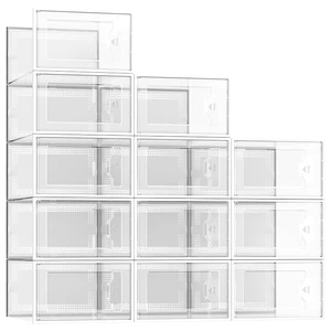 Stackable Shoe Storage Box Customized Logo Crates Plastic Clear Sneaker Box for Shoes Display Shoe Case BT-391