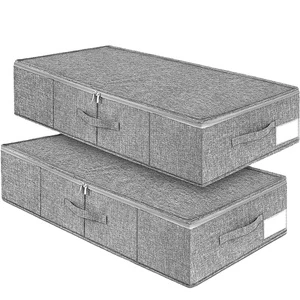 Multifunctional Rectangle Fabric Foldable Under Bed Storage Box Modern Heavy Duty Over 35L Capacity