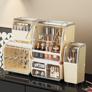 Cream Color Five-Piece Storage Cosmetic Box Makeup Storage Organizer
