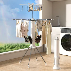 Dryer Rack Clothing Floor Folding Balcony Bedroom Household