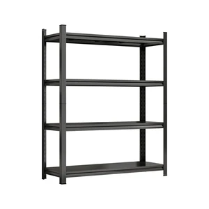 4-Tier Height Adjustable Black Metal Storage Rack 63\