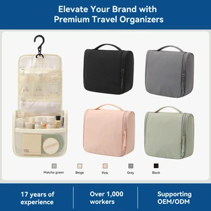 Large Capacity Nylon Makeup Bag Portable Waterproof Travel Cosmetic Hanging for Toiletry for Women Portable Colorful Handle