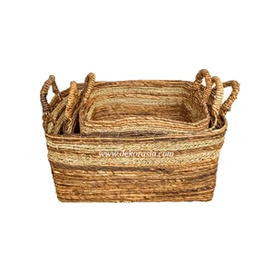 Handmade Rectangle Banana Woven Eco-Friendly Multifunction Decorative Storage Basket Customizable Options New-fashioned Design