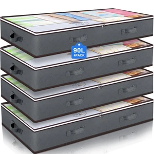 Large Bed Storage Boxes Foldable Zippered Organizer Thick Breathable Underbed Clothes Storage Bags