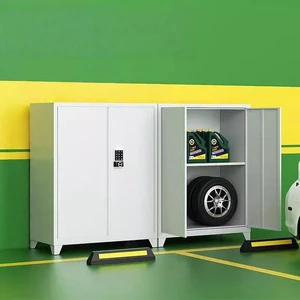 Tool Storage Cabinet Heavy-duty Code Lock Assembled Steel Garage Workshop Cabinet with Legs 2-Compartment Factory