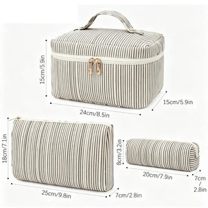 Classic Striped Pattern Cosmetic Bag Fashion Portable Toilet Bag Lightweight Travel Storage Pouch Custom Factory Direct Supply