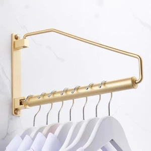 D5817 Pure Copper Drying Hook Solid Brass with Swing Arm Holder Storage Organizer Folding Wall Mounted Clothes Hanger Rack