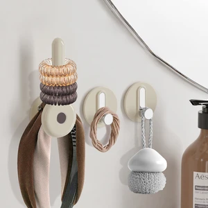 Creative Cute Adhesive L-shaped Hook Cream Style No-Drill Hanging Clothes Door Bathroom Toilet Kitchen Nail-Free PP Plastic