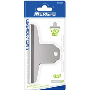 Mengfu M-0007 120mm Single Piece Metal Document Clip Holder with Magnet for Office School Use Includes Paper Clips Made in China