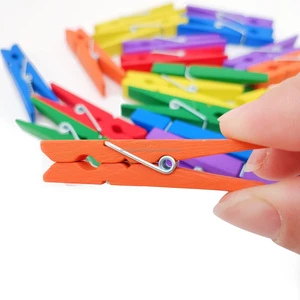 SYBW Multifunctional 4.8cm Birch Wood Eco-Friendly Classic Style Lacquer Finish Hanging Wooden Clothespins/Pegs 24-Piece Door