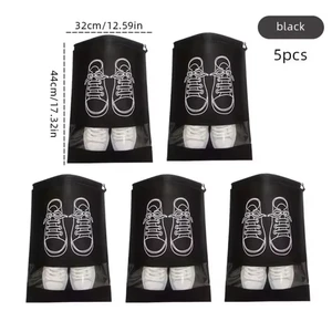 5pcs Non-Woven Fabric Portable Travel Bedroom Closet Organizer Hanging Bag Single Tier Dustproof Foldable Shoes Clothing Storage