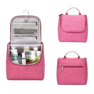 Wholesale Travel Makeup Kits Organizer Storage Bag Women Toilet Wash Bag with Pockets Men Hanging Toiletry Bag with Metal Hook