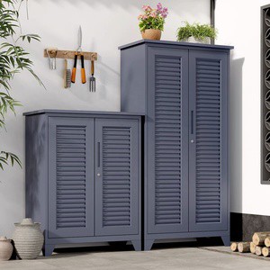 Outdoor Garden Storage Cabinet Waterproof Metal Tool Locker Utility Shed With Adjustable Shelves For Patio And Backyard