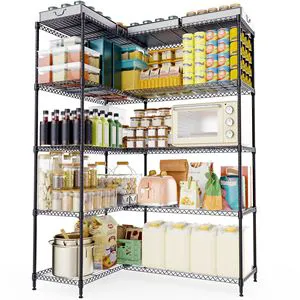 UltraDurable 5/4 Tiers Heavy Duty Metal Kitchen/Garage Shelves 1500/1200 LBS Adjustable Wire Shelves Double Row Storage Durable