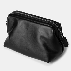 OEM Leather Handled Makeup Bag Portable Special Opening Design Commuting Zipper Closure Daily Organizer Suitable Travel Use