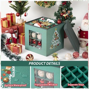 Custom Christmas Ornament Storage Container Eco-Friendly Xmas Bauble Storage Box Dividers Compartment for 64 Baubles Container