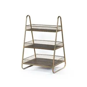 Modern Metal 3 Tier Wire Basket Shelf Organizer Display Rack with Panel Design for Living Room Kitchen Counter