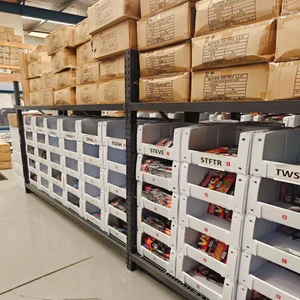 Warehouse Plastic Box Stacking Bin Heavy Duty Tool Components Storage Stackable Wall Nesting Shelf 3x3 Industrial Picking