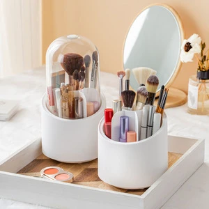 Multifunctional Eco-Friendly Plastic Cosmetic Brush Lipstick Storage Barrel Classic Dustproof Transparent Desktop Makeup Storage