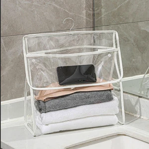 Dustproof and Waterproof Plastic Bathroom Hanging Storage Bag Single-Tier Wall Clothes Hanging and Toilet Storage Solution