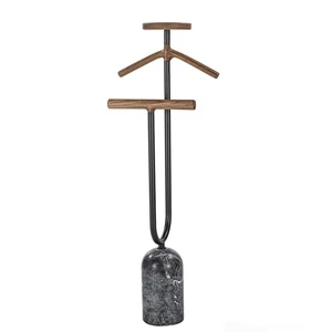 Modern Wooden Coat Rack with Ample Hanging Space Iron Stand for Living Room Bathroom with Marble Base