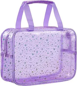 2025 New Summer Transparent Star Large PVC Makeup Bag Portable Handheld Visible Waterproof Toilet Bag Storage Bag