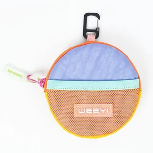 ChangRong Colorful Recycled Polyester Mini Pouch Bag With Modular Clip-On, Carabiner For Extra Storage Of Cards, Coins