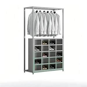 Stainless Steel 20-slot Clothing and Shoes Cabinet Hanging Clothes Rack, Dressing Rack, Hat Rack, Workshop Rack