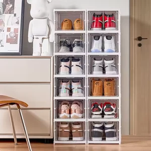Folding Shoe Box Thickened Transparent Plastic No Installation Required Moisture-Proof Dust-Proof Shoe Rack Cabinet Storage Box