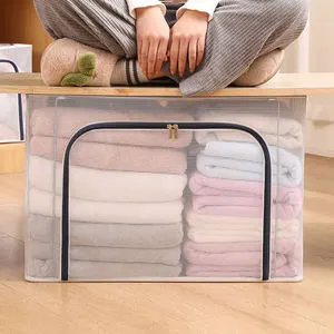 Wholesale Waterproof Nylon Storage Bag Thickened Transparent Fabric Folding Organizer for Toys & Clothes