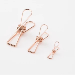 Multipurpose Rose Gold Metal Multifunction Kitchen Photo Clips Steel Wire Clothes Hanging Pegs Binder Paper Clips Food Bag Clips