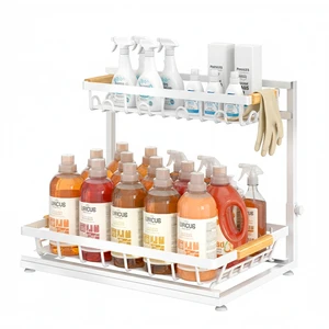 OEM Accepted Kitchen Cabinet Storage Rack - 2 Tier Custom Design Under Sink Wire Organizer for Cleaning Supplies and More