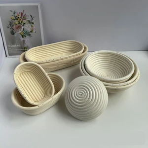 Wholesale Eco-friendly Disposable Wicker Baskets Set Bread Roll Fermentation Rectangle Shape Kitchen Storage
