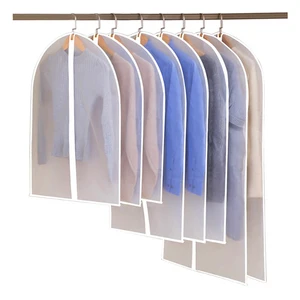 Custom Logo White Clear PEVA Plastic Foldable Dustproof Organizer Suit Bag Garment Cover for Storage and Packing