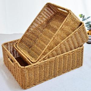 Hot Sale Sustainable PP Plastic Woven Rectangular Storage Basket 3-6L Capacity for Kitchen Food Living Room Clothes Storage