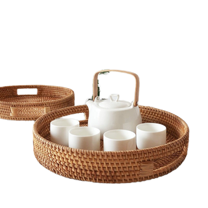 Handwoven Wicker Rattan Basket Customizable Modern Storage & Serving Tray Food Storage Containers Viettimecraft Wholesale