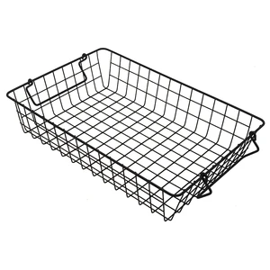 Wholesales Price Fruit Vegetable Wrought Iron Laundry Basket Modern Rectangle Wire Vintage Kitchen Metal Storage Basket