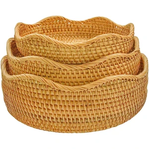 Handmade Durable Rattan Round Woven Basket Many Nice Design Rattan Storage Basket for Export