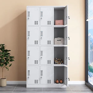 Secure Knock Down Gray 12 Door Steel Locker Cabinet with Lock and Keys for Office School Gym Staff Changing Room Cupboard