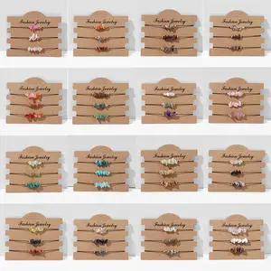 3PCS Natural Crystal Stone Bracelets for Women Girls Healing Crystal Bracelets Set Real Crystal Chakra Stretch Jewelry Bracelets