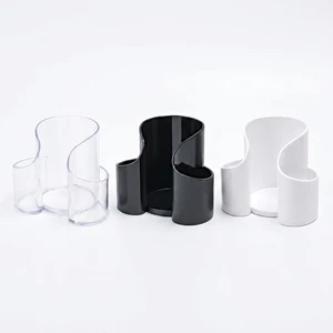 Bathroom Countertop Three Hole 3 In 1 Makeup Brushes And Eyebrow Pencils Cotton Swab Storage Box
