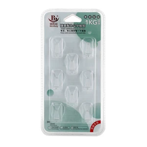 Custom Large Transparent Self-Adhesive Utility Wall Hooks PP Storage Bathroom Living Room Jewelry Microwave Oven Small Bulk Pack