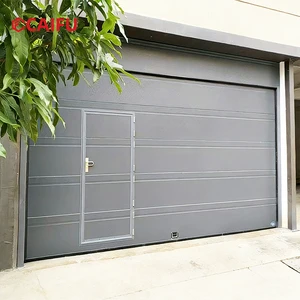 Electric Automatic Black Aluminum Sectional Garage Doors With Pedestrian Door Modern Overhead Roll Up For Homes Houses