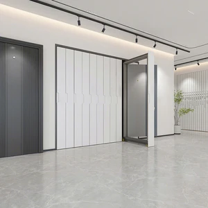 Modern Stand With For Metal Pull-Out Trays For Organized Door Sample Storage Presentation Customizable Sliding Door Display