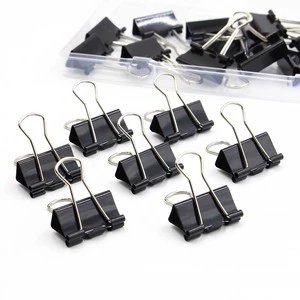 20-Pack 25mm Black Metal Folding Clip Binder Clip Medium Size Paper Clips for Office