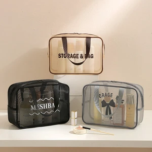 Wholesale Mesh Grooming and Storage Bag Water-resistant Travel Storage Makeup Bag Breathable High-value Cosmetics Storage Bag