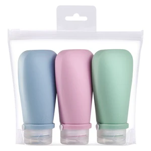 Portable Durable 3-in-1 Silicone Travel Storage Container Kit 90/60ML 4 Pcs BPA-Free Silicon Squeezable Travel Lotion Bottle Set