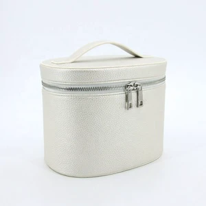 Large Capacity Portable Travel Cosmetic Bag Double Layer Waterproof PU Toiletry Storage Bucket Zipper Fashion