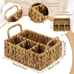 Hot Selling Compartment Design Hand Woven Rattan Basket Organizer Kitchen Utensils Storage Basket Stand